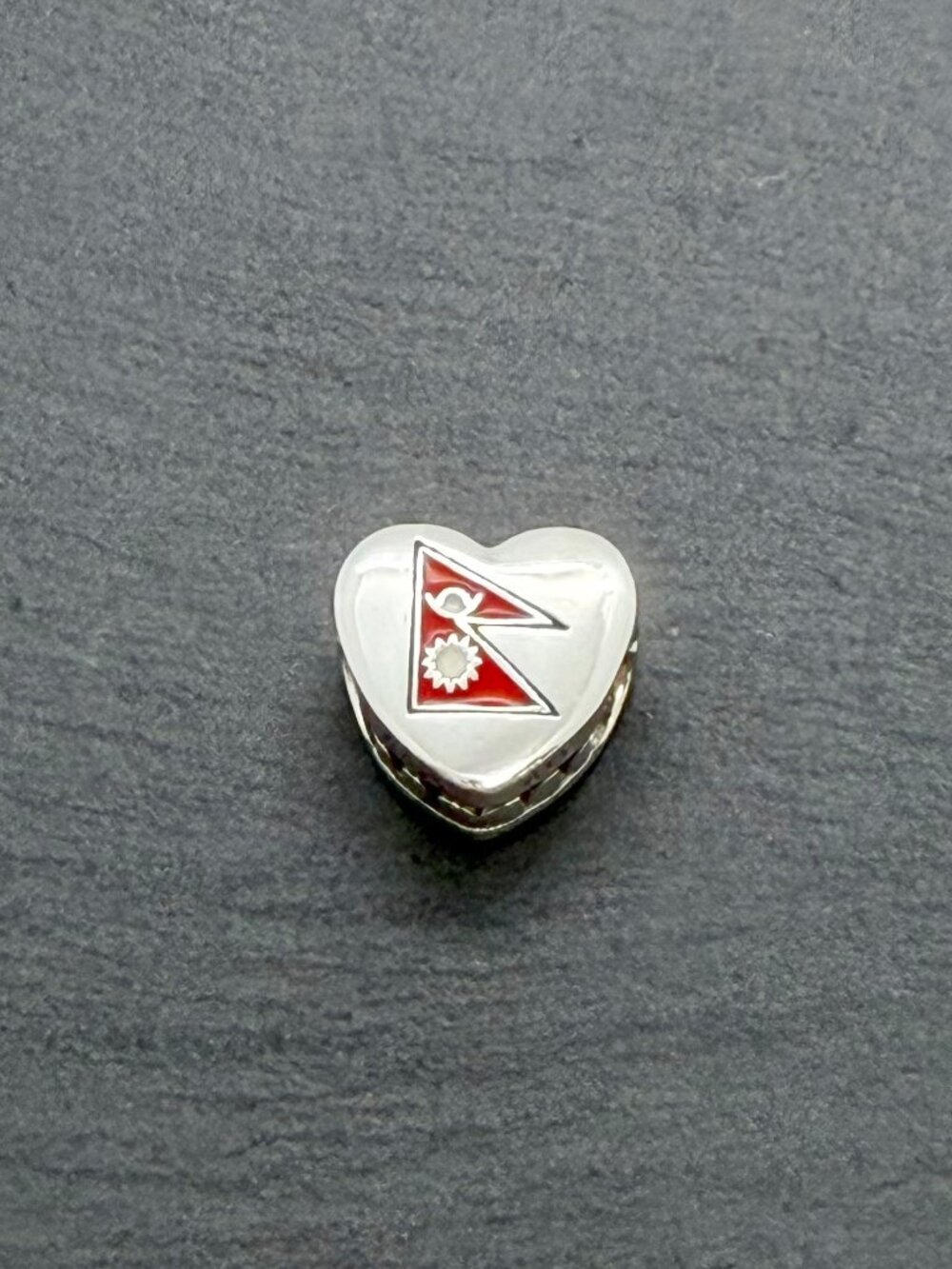 Pandora Nepal Flag Heart Charm Sterling Silver Jewelry